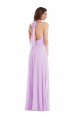 Buy Halter Neck Long Soft Chiffon Lilac Sleeveless Semi Formal Evening Dress UK