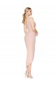 Buy High Neck Knee Length Stretch Crepe Mauve Sleeveless High Low Evening Dress UK