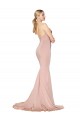 Buy High Neck Long Stretch Crepe Mauve Sleeveless Evening Dress UK