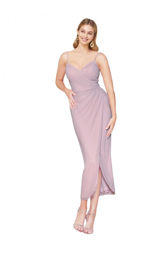 Buy High Neck Knee Length Soft Chiffon Primrose Sleeveless High Low Evening Dress UK