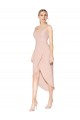 Buy High Neck Knee Length Stretch Crepe Mauve Sleeveless High Low Evening Dress UK