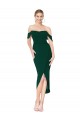 Buy High Neck Knee Length Stretch Crepe Midnight Green Sleeveless High Low Evening Dress UK