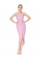 Buy High Neck Knee Length Stretch Crepe Orchid Sleeveless Evening Dress UK