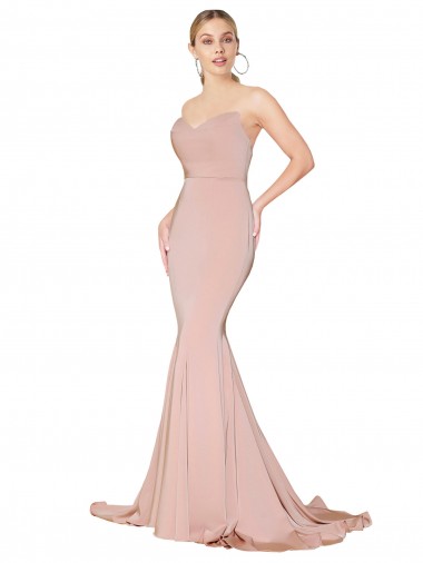 Buy High Neck Long Stretch Crepe Mauve Sleeveless Evening Dress UK