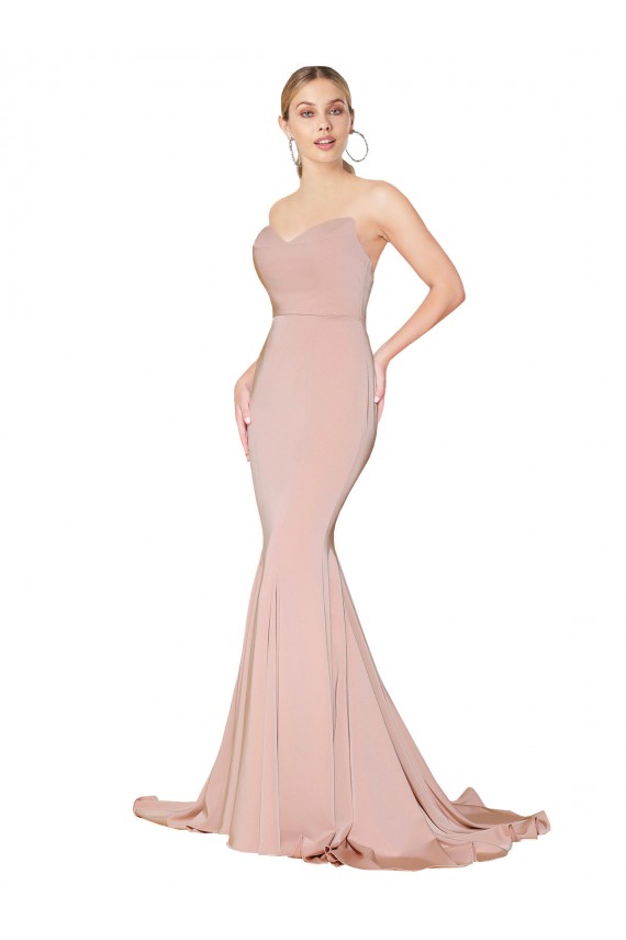 Buy High Neck Long Stretch Crepe Mauve Sleeveless Evening Dress UK