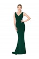 Buy High Neck Long Stretch Crepe Midnight Green Sleeveless Formal Evening Dress UK