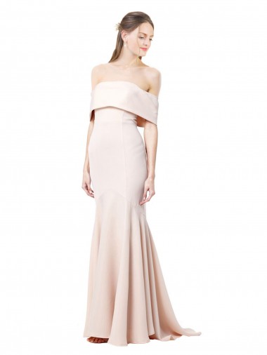 Buy High Neck Long Stretch Crepe Nude Sleeveless Formal Evening Dress UK