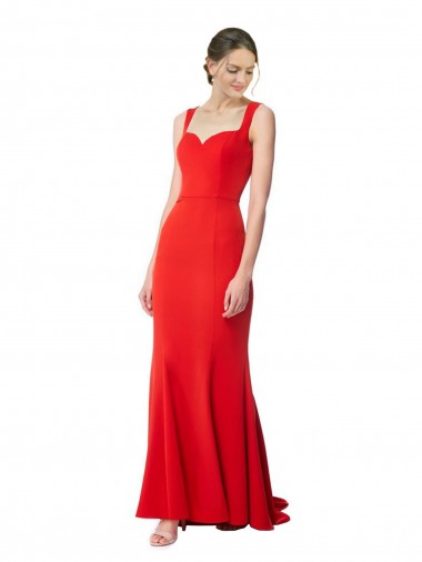 Buy High Neck Long Stretch Crepe Red Sleeveless Formal Evening Gown UK