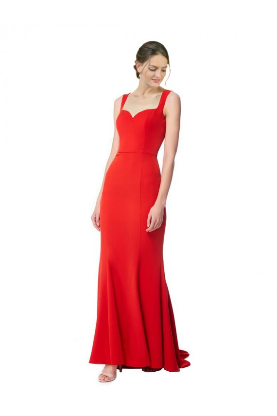 Buy High Neck Long Stretch Crepe Red Sleeveless Formal Evening Gown UK