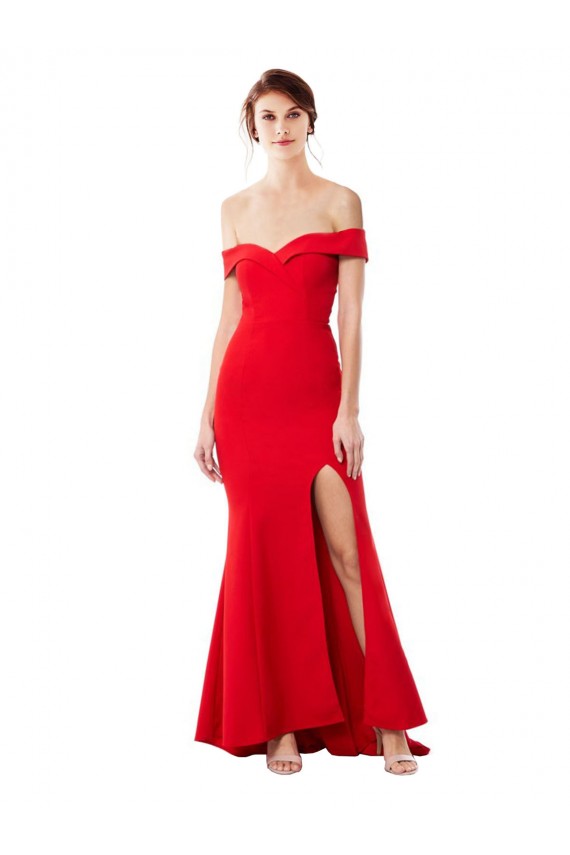 Buy High Neck Long Stretch Crepe Red Sleeveless Formal Evening Gowns UK