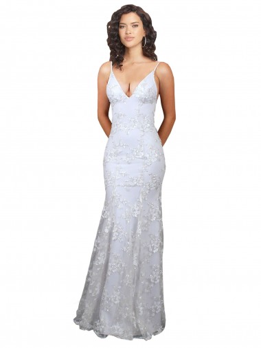 Buy High Neck Long Stretch Crepe & Sequin Tulle White Sleeveless Formal Evening Dress UK