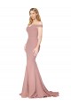 Buy High Neck Sweep Train Stretch Crepe Dusty Pink Sleeveless Formal Evening Dress UK