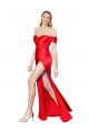 Buy High Neck Long Stretch Satin Red Sleeveless Formal Evening Dress UK