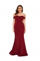 Buy Off the Shoulder Long Spandex Burgundy Sleeveless Plus Size Formal Evening Dress UK