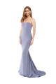 Buy Strapless Long Stretch Crepe Smoke Blue Sleeveless Formal Evening Dress UK