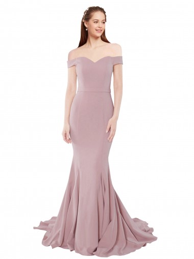 Buy Sweetheart Sweep Train Stretch Crepe Dusty Pink Sleeveless Evening Dress UK