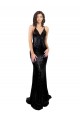 Buy V-Neck Long Sequin Black Sleeveless Black Tie Evening Dress UK