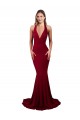 Buy V-Neck Long Spandex Burgundy Sleeveless Formal Evening Dress UK