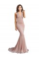 Buy V-Neck Long Spandex Dusty Pink Sleeveless Formal Evening Dress UK