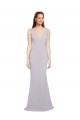 Buy V-Neck Long Stretch Crepe Arctic Lilac Sleeveless Formal Evening Dress UK