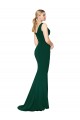 Buy High Neck Long Stretch Crepe Midnight Green Sleeveless Formal Evening Dress UK