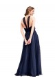 Buy Halter Neck Long Tulle Navy Blue Sleeveless Evening Dress UK