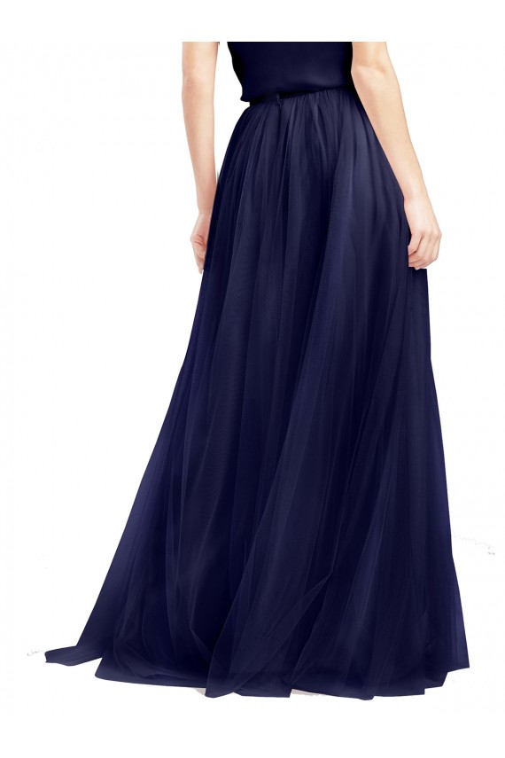 Buy High Neck Long Tulle Navy Blue Sleeveless Semi Formal Evening Dress UK