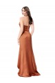 Buy Sweetheart Long Silky Satin Orange Sleeveless High Low Evening Dress UK