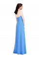 Buy Strapless Long Stretch Crepe Peacock Blue Sleeveless Semi Formal Evening Dress UK