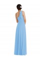 Buy One Shoulder Long Soft Chiffon Periwinkle Sleeveless Semi Formal Evening Dress UK