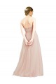 Buy Strapless Long Tulle Pink Sleeveless Semi Evening Dress UK