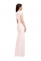 Buy V-Neck Long Stretch Crepe Pink Cap Sleeves Formal Evening Dress UK