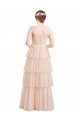 Buy V-Neck Long Tulle Pink Sleeveless Semi Formal Evening Dress UK