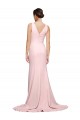 Buy V-Neck Sweep Train Stretch Crepe Pink Sleeveless Semi Formal Evening Dress UK