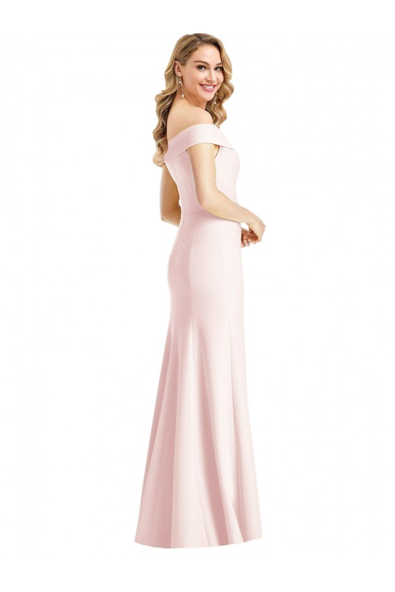 Buy V-Neck Long Stretch Crepe Pink Sleeveless Evening Dress UK