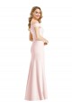 Buy V-Neck Long Stretch Crepe Pink Sleeveless Evening Dress UK