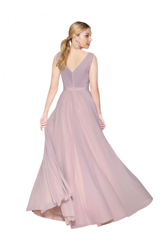 Buy High Neck Long Soft Chiffon Primrose Sleeveless Formal Evening Dress UK