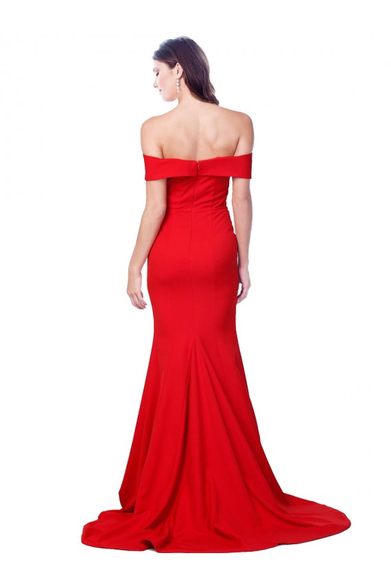 Buy Sweetheart Long Stretch Crepe Red Sleeveless Evening Dress UK