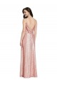 Buy V-Neck Long Sequin Rose Gold Sleeveless Formal Evening Dress UK