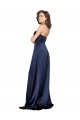 Buy High Neck Long Silky Satin Sapphire Sleeveless Formal Evening Dress UK