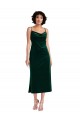 Buy Cowl Neck Midi Length Stretch Velvet Dark Green Sleeveless Black Tie Evening Dress UK