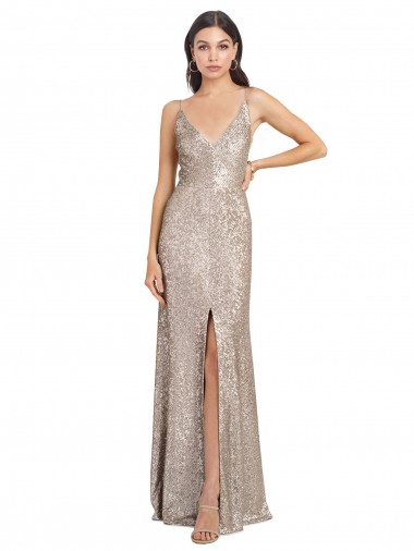 Buy High Neck Long Sparkling Sequin Silver Sleeveless Formal Evening Dress UK