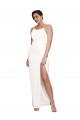 Buy High Neck Long Stretch Satin Ivory Sleeveless Formal Evening Dress UK