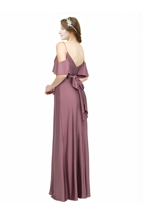 Buy Off the Shoulder Long Silky Satin Cold Shoulder Formal Evening Dress UK