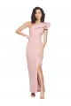 Buy One Shoulder Long Stretch Crepe Mauve Sheath Sleeveless Formal Evening Dress UK