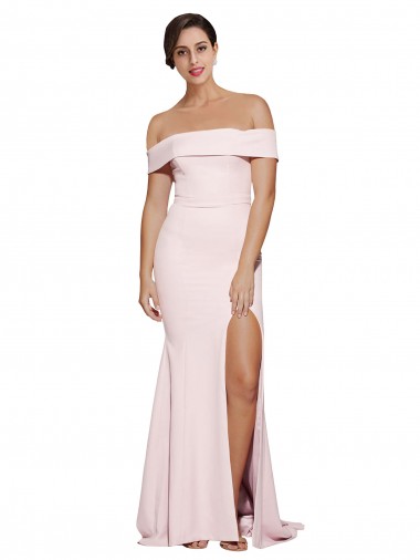 Buy Square Neck Sweep Train Stretch Crepe Pink Sleeveless Formal Evening Dress UK