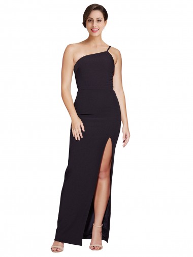 Buy Strapless Long Stretch Crepe Black Sleeveless Formal Evening Dress UK