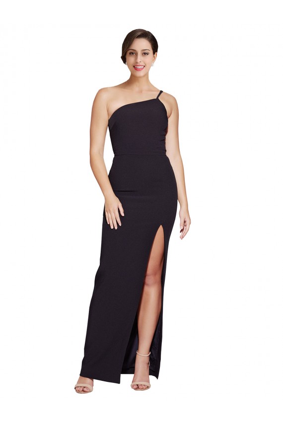 Buy Strapless Long Stretch Crepe Black Sleeveless Formal Evening Dress UK