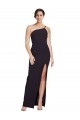 Buy Strapless Long Stretch Crepe Black Sleeveless Formal Evening Dress UK