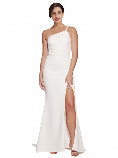 Buy Strapless Sweep Train Stretch Crepe Ivory Sleeveless Semi Formal Evening Dress UK